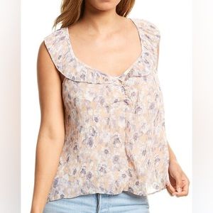 ASTR the Label Ruffle Plisse Trapeze Top. Size S. NWT